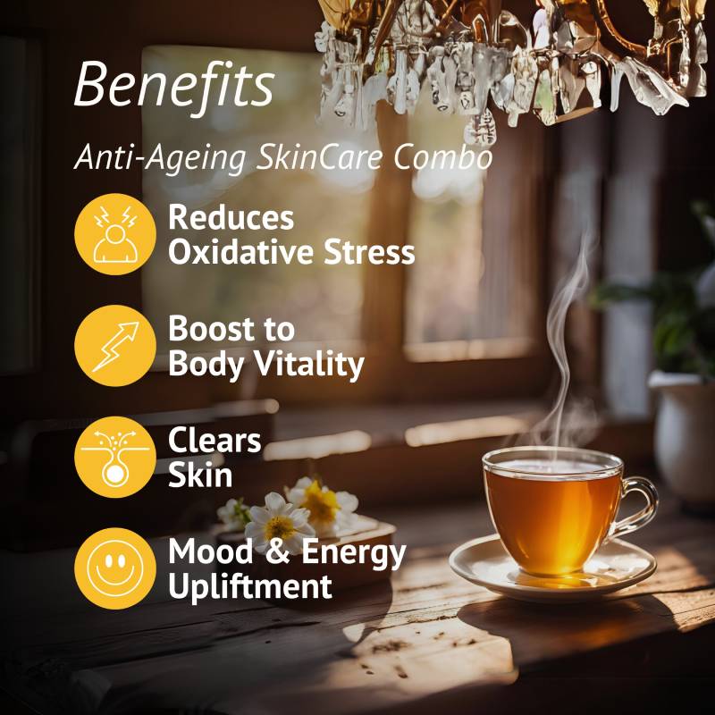 Anti Ageing Ayurvedic Skincare Combo - Pure Sidr Honey + Natural Anti Ageing Youth Revive Tea