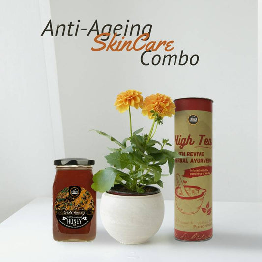 Anti Ageing Ayurvedic Skincare Combo - Pure Sidr Honey + Natural Anti Ageing Youth Revive Tea