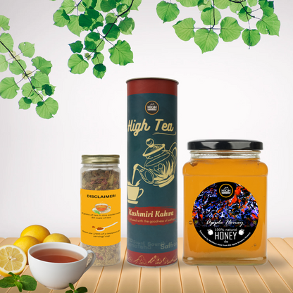 Ultimate Kashmiri Combo - Organic & Natural Apple Honey + Best Kashmiri Kahwa Chai