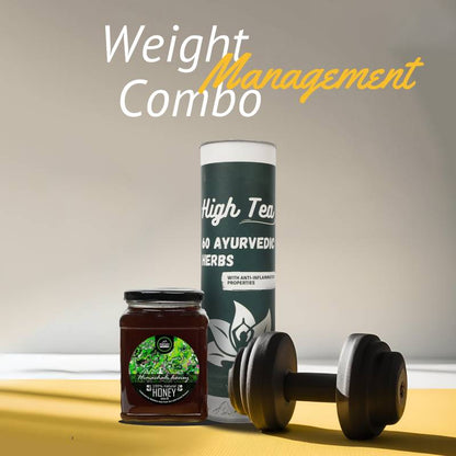 All In 1 "Weight Loss Ayurvedic Herbs Blend" Combo - 100% Pure Himachali Honey + 60 Ayurvedic Herbs Tea